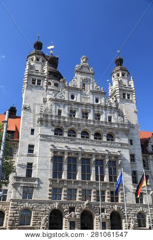 Leipzig, Germany. New City Hall (neues Rathaus) Built In Historicism Architecture Style.
