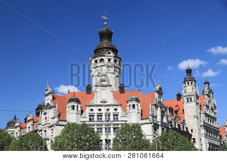Germany Landmark - Leipzig City. New City Hall (neues Rathaus) Built In Historicism Architecture Sty