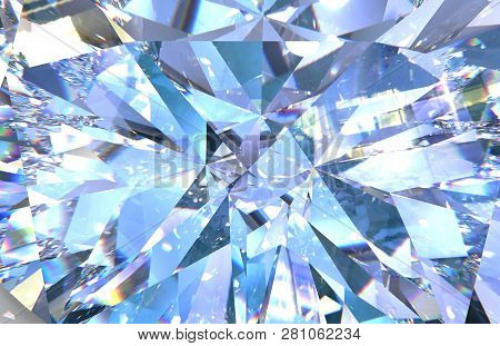 Realistic Diamond Texture Close Up. Blue Gem