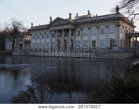 Historical Palace On The Isle At Like In Baths Park In Warsaw European Capital City Of Poland With C