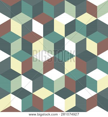 Seamless Pattern Of Colored Cubes. Endless Multicolored Cubic Background. Cube Pattern. Cube Vector.
