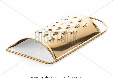Golden Colored Metal Scraper Isolarted On White Background.