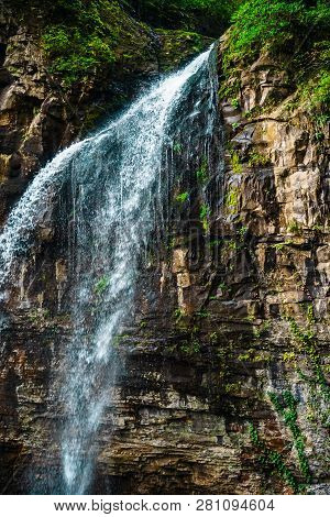 Waterfall Giant. Eastern Abkhazia. Near The Town Of Tkvarcheli. Akarmara District.