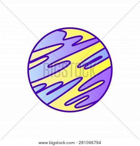 Vector Cosmic Fantasy Planet, Venus, Hesperus, Mercury, Space Object Color Line Icon. Symbol And Sig