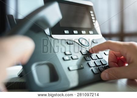 Dialing telephone keypad concept for communication, contact us and customer service support