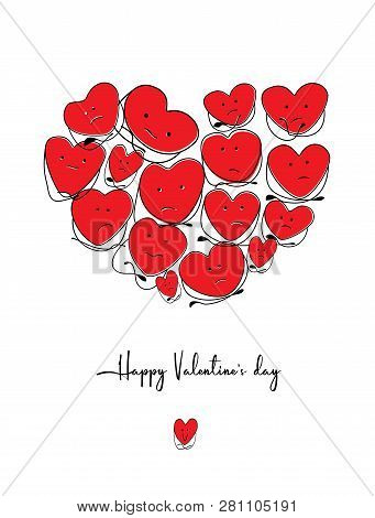 Handdrawn Vector Grunge Hearts Set, Valentine Day Illustration Best Regards