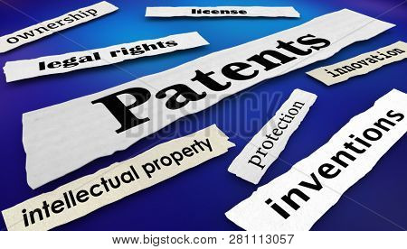 Patents Invention Protection Newspaper Headlines 3d Illustration