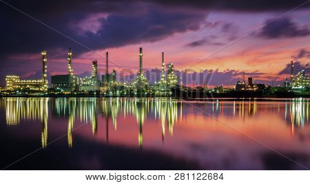 Oil Refinery Plant And Gas Industrial Factory, This Immage Can Use For Chemistry, Technologe And Pet