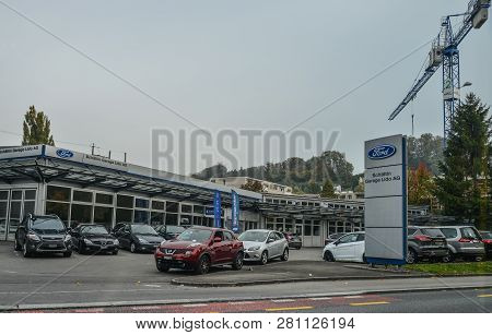 Lucerne, Switzerland - Oct 23, 2018. Street Of Lucerne, Switzerland. Lucerne (luzern) Is A Beautiful