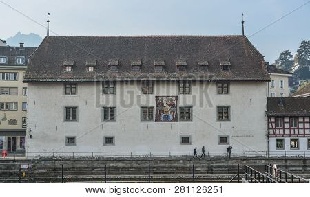 Lucerne, Switzerland - Oct 23, 2018. Historic City Center Of Lucerne, Switzerland. Lucerne (luzern) 