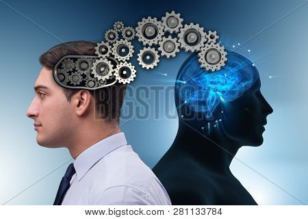 Cognitive computing concept as future technology with businessma