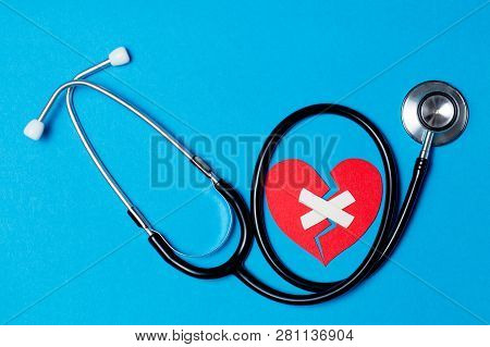 Сoncept Of Treating Heart Disease. Сoncept Of Rehabilitation After Myocardial Infarction. Stethoscop
