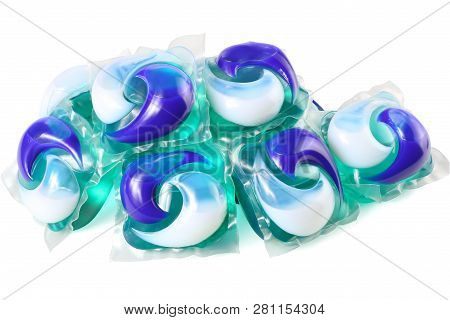 Washing Detergent Capsule Pod Isolated On White Background