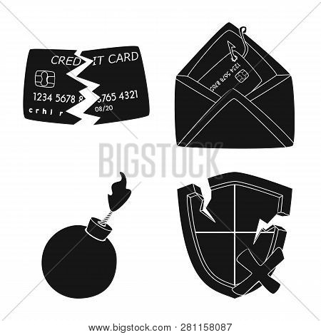 Vector Design Of Virus And Secure Icon. Set Of Virus And Cyber Vector Icon For Stock.