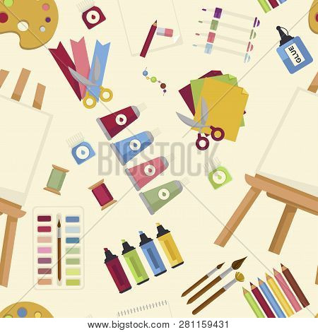 Art Creation Special Equipment To Paint And Draw Seamless Pattern.