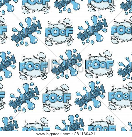 Poof And Splash Sounds Comics Seamless Pattern
