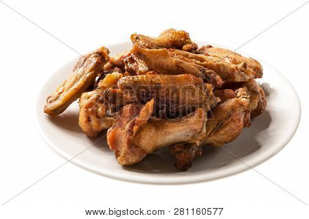 Fried Chiken Wings Isolated On White Background