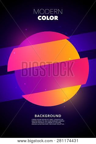 Vector Illustration Colorful Retro Circle Shape Glitch Poster Design. Abstract Geometric Background 