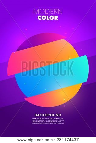 Vector Illustration Colorful Retro Circle Shape Glitch Poster Design. Abstract Geometric Background 
