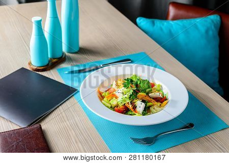 Vegetarian Dish Served In Chickpea Restaurant And Vegetables