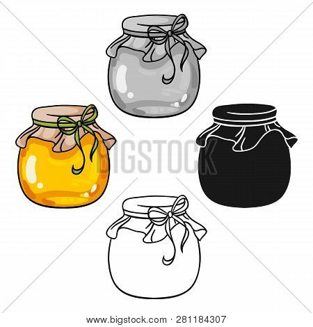 Jar Of Honey Icon In Cartoon Style Isolated On White Background. Apairy Symbol Stock Vector Illustra