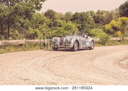 Pesaro Colle San Bartolo , Italy - May 17 - 2018 : Mercedes-benz 300 Sl CoupÉ (w198) 1955 On An Old 