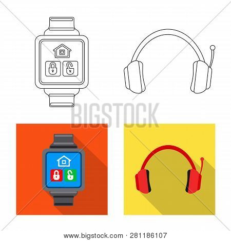 Vector Illustration Of Laptop And Device Icon. Set Of Laptop And Server Stock Vector Illustration.