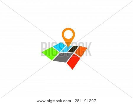 Road Map Pin A Pointer With A Roadmap Position For Logo Design