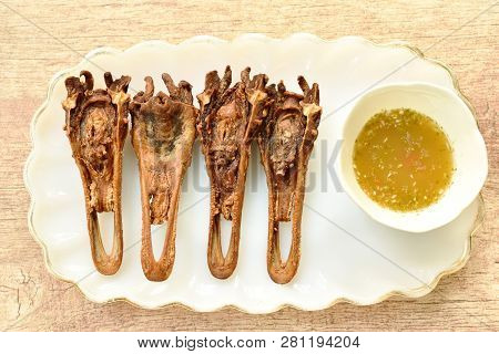 Deep Fried Duck Beak On White Background