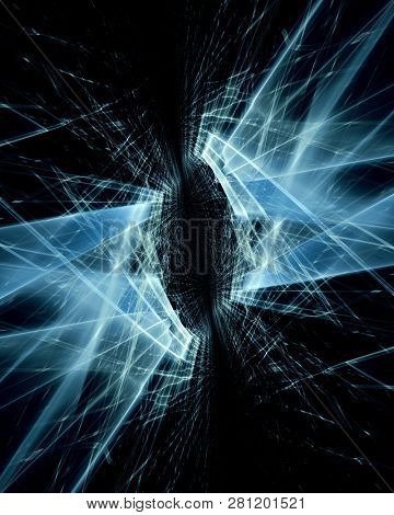 Abstract digital art background. Symmetry composition of curves ands grids. Detailed fractal graphics. Data science and digital technology concept.