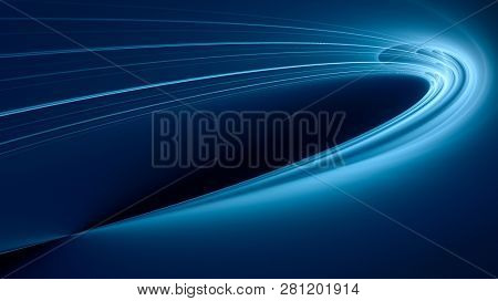 Abstract blue background element on black. Fractal graphics. ?omposition of glowing lines and mption blur traces. Movement and innovation concept.