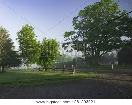 Photo Taken Early In The Day, There Was A Small Mist That Rose, The Colors Were Beautiful. Acton Val