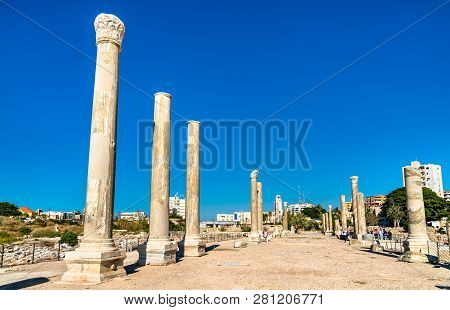 Palaestra At The Al Mina Archaeological Site In Tyre. Unesco World Heritage In Lebanon