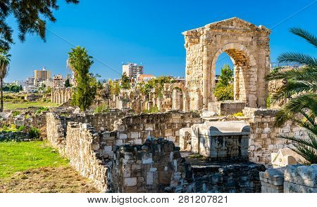 Arch Of Hadrian At The Al-bass Tyre Necropolis. Unesco World Heritage In Lebanon