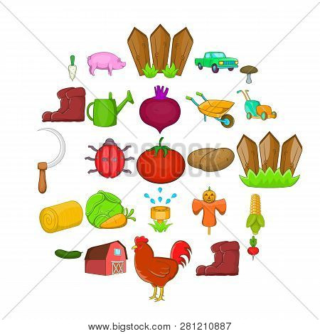 Olericulture Icons Set. Cartoon Set Of 25 Olericulture Icons For Web Isolated On White Background