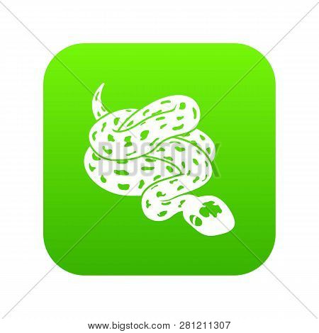 Anaconda Snake Icon Green Isolated On White Background