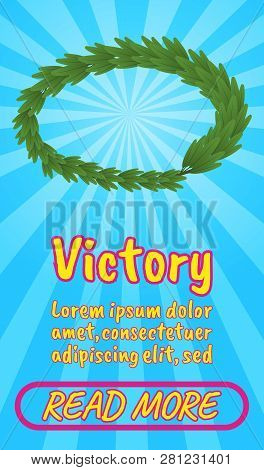 Victory Concept Banner. Isometric Banner Of Victory Comics Concept For Web, Giftcard And Postcard
