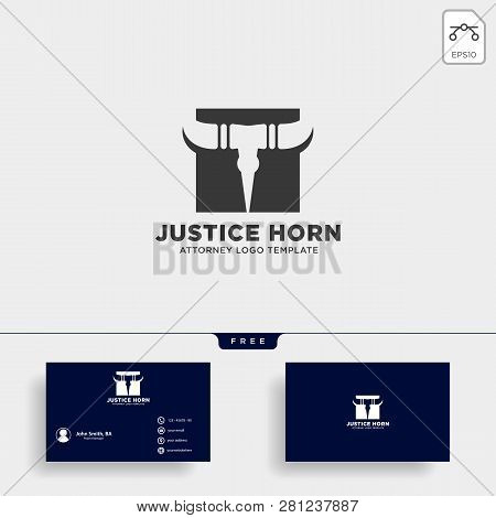 Horn Bull Attorney Logo Line Design Template Vector Illustration