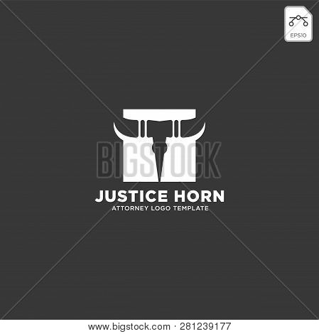 Horn Bull Attorney Logo Line Design Template Vector Illustration