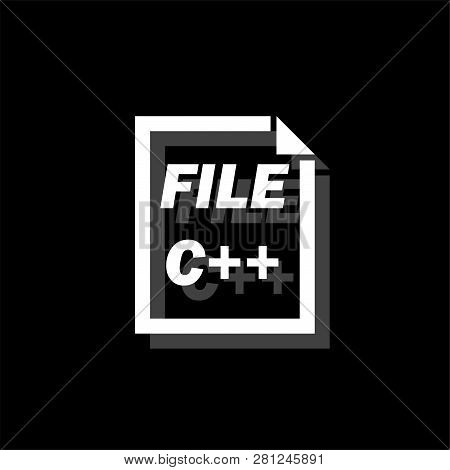 C Coding File. White Flat Simple Icon With Shadow