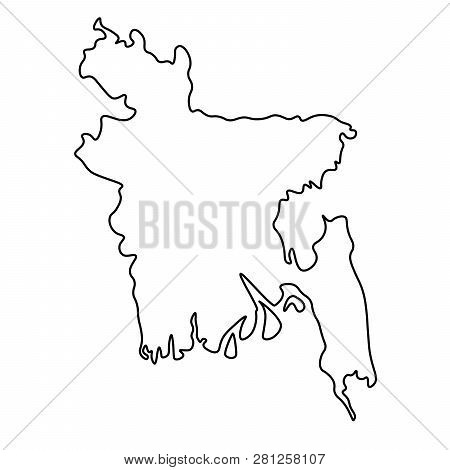 Map Of Bangladesh - Outline. Silhouette Of Bangladesh Map  Illustration