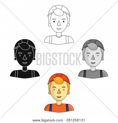 Construction Worker Icon In Cartoon Style Isolated On White Background. People Of Different Professi