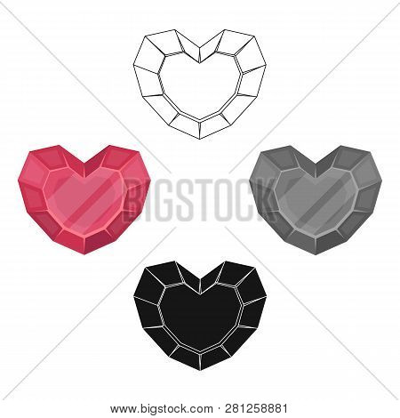 Heart-shaped Gemstone Icon In Cartoon Style Isolated On White Background. Precious Minerals And Jewe
