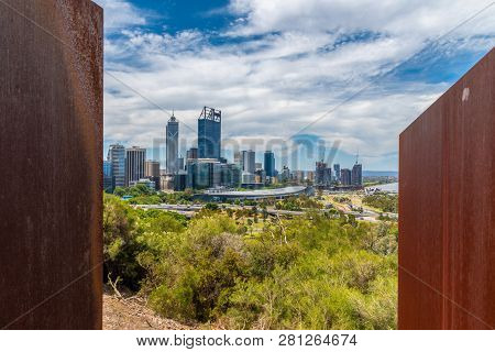 The Bali Memorial View From Kingspark To Perth Downtown In Australia