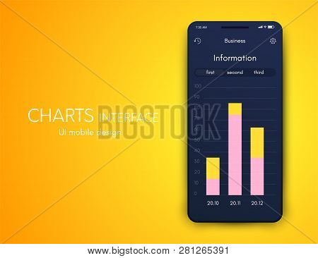 Mobile Phone Application For Analytics. Stock Vector