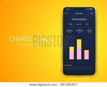 Mobile Phone Application For Analytics. Stock Vector