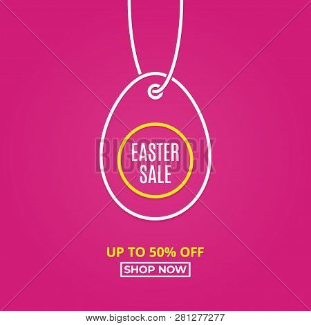 Easter Sale. Happy Easter Egg Line. Linear Tag Egg