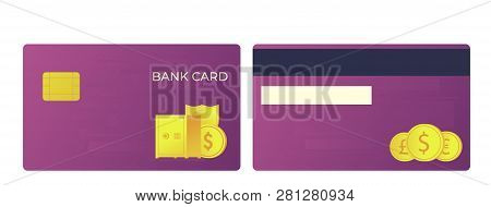 Payment Bank Card. Bank Buildning And International Currencies Illustration.
