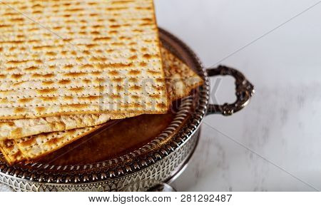 Passover Bread Holiday Jewish Matzoh Celebration And Kipah