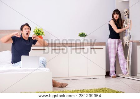 Concept of Skeleton in the cupboard or closet